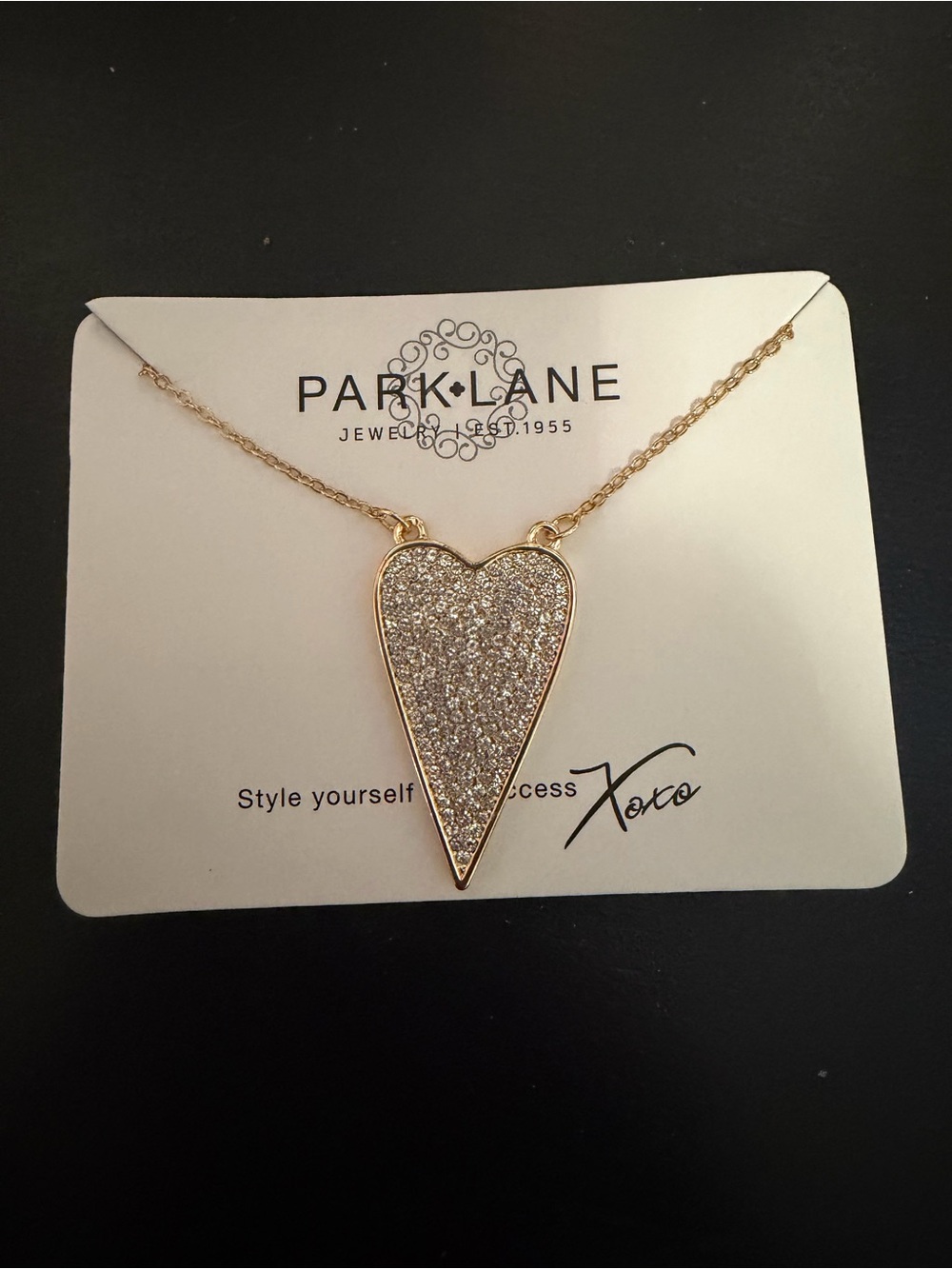 Park Lane Gold Heart Pavé Pendant Necklace with Silver-Tone Crystals